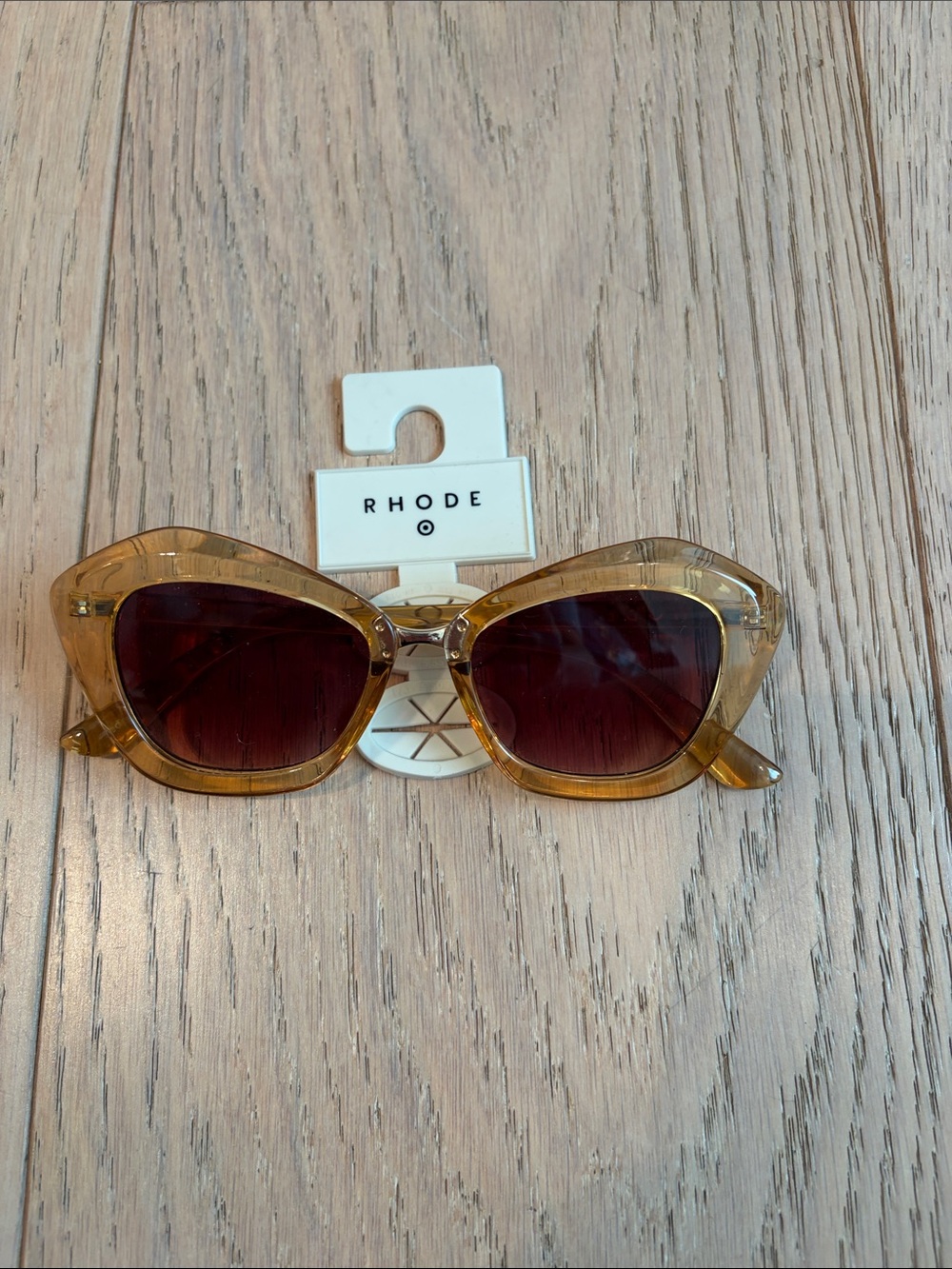 RHODE Honey Amber Cat-Eye Sunglasses with Dark Brown Lenses